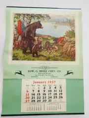 Beautiful NOS 1957 Chevrolet Harrison Nebraska Dealership Calendar Hunting Scene