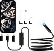 VEVOR Endoscope Camera with Light, 1920P HD Borescope for Android & iOS, 8 LED Lights Inspection Camera with 3m Semi-Rigid Cable, 2X Zoom, IP67 Waterproof Snake Scope Cameras for Auto, Plumbing