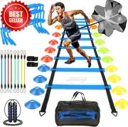 Speed Agility Training Set Football Ladder Cones Hurdles Parachute Bands Bag