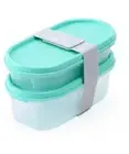 Tupperware Mm Oval W/band Set Mint Ice