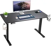 Karyeff Electric Standing Desk, Electric Height Adjustable Desk with 140x60cm Splice Board, Stand Up Desk with Memory Controller, Sit Stand Desk Computer Desk for Home Office (Black, 140 x 60cm)