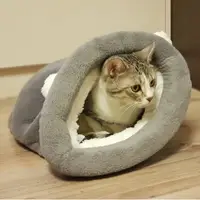 在飛比找PChome24h購物優惠-【WAWAWA】日韓款貓咪造型方便收納寵物貓狗睡袋窩