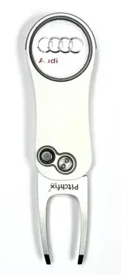 Pitchfix Golf Divot Tool Audi with Removable Ball Marker - White