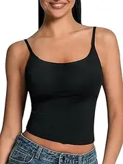 [AlisOker] Women's Scoop Neck Tank Top Adjustable Spaghetti Strap Camisole Going Out y2k Tops Slim Fit Cami Tank