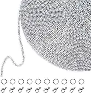 (1.5 mm) - 10m Stainless Steel DIY Link Chain Necklaces with 20 Lobster Clasps and 30 Jump Rings for Jewellery Making (1.5 mm)