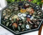 36" Antique Side Coffee Table Top Inlaid and Decorated Floral Multi Stone Decors