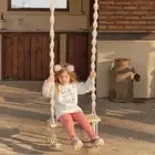 Handmade Macrame Swing, Macrame Wood Swing, Wood Swing, Tree Swing Adult