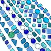 LITMIND Assorted Blue Irregular Crystal Mosaic Tiles, 9oz Value Pack - Perfect for Art Crafts, Mosaic Making Projects, Home Decor, and More