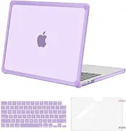 MOSISO Compatible with MacBook Air 13 inch Case 2025-2022 M4 A3240 M3 A3113 M2 A2681,Anti-Cracking Heavy Duty TPU Bumper Plastic Hard Case&Keyboard Skin&Screen Film for MacBook Air 13.6, Purple
