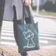 日韓簡約原創帆布包環保袋學生手提包文藝復古單肩包(貓咪綠色) J-13534
