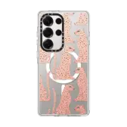 Galaxy S25 Ultra Clear Magnetic Case Pink Cheetahs