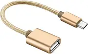 Tofficu C to USB Adapter Cable Durable OTG Connector for Smartphones Laptops and Tablets Premium Superspeed Data Transfer Gold Finish