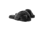 AUSTRALIAN SHEPHERD UGG Women Crossover Fluffy Slides Linty Grey