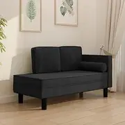 Black Velvet Chaise Lounge Sofa, Modular Sectional Couch for Room, Comfortable Living Room Furniture with Cushions and Bolster Ravy
