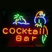 Cocktail Bar Parrot Palm Tree 20"x16" Neon Light Sign Lamp Club With Dimmer