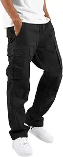 [SHEKINI] Men's Jogging Pants Trousers Sweatpants Sport Cargo Pants with Pockets Leisure Running Casual Jogger, Black, l