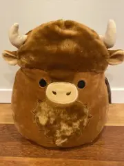 Squishmallows WILFRED Brown Highland Cow 12" Bison Fuzzy Belly Plush Toy BNWT