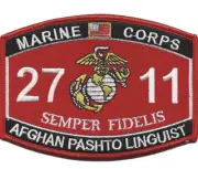 4.25" MARINE CORPS MOS 2711 ARGHANISTAN PASHTO LINGUIST EMBROIDERED PATCH