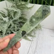 Prehnite with Epidote Wand with Stand Stone of Prophecy Crystal Carving 196g 172