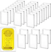 Epicover 30 PCS Clear Silver Bar Storage Cases, Transparent Plastic Protective Coin Holder Container, Stackable Transparent Collection Box Organizer for 1 oz Silver Bars, Commemorative Coins
