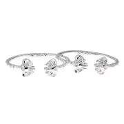 Solid .925 Sterling Silver West Indian Bangles with Large Elephant Ends (PAIR)
