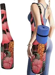 JKLQWH Pineapple Flamingos Printed Yoga Mat Bag Long Tote with Pockets for Your Yoga Accessories Exercise Yoga Mat Carrier Holder Multi-Functional Storage Bag Holds Most Pilates Mats