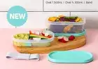 Tupperware Modular Mates Set of 2 Oval #1 & Oval 2/3 300ml Green Lid w/Band New