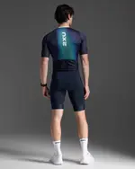 Aero Hex Sleeved Trisuit, 2XU, XL, Midnight/Cool Matcha, Male