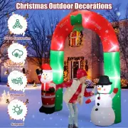 Christmas Santa Claus Snowman Inflatable Arch Archway 8 ft Tall LED Lights Party
