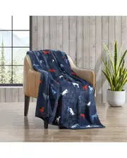 Eddie Bauer Buddy The Dog Ultra Soft Plush Fleece Reversible Throw Blanket