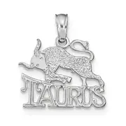 14K White Gold Wg Taurus Zodiac Charm
