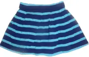 Girls Arizona Navy Striped Pleated Skirt, Rollover Waistband, Sizes S, M, L
