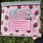 Pink Hearts And Chocolate Covered Strawberries 4 Piece Bed Sheet Set Size Twin
