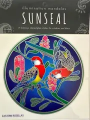 Stained Glass Window Decal ROSELLAS PARROTS Mandala SUNSEAL Transparent Sticker