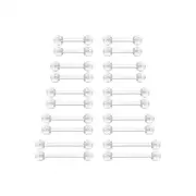 [6ixGosh] 14G Clear Bioflex Flexible Acrylic Straight Bar Body Piercing Jewelry Tongue Rings Barbells Nipple Ring Retainer Piercing for Work, Pregnancy, MRI, Surgery & More, 12MM-38MM