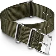 Timex TW7C63000 20mm Brown Double-Layered Leather Slip-Thru Strap, Olive Nylon, Modern