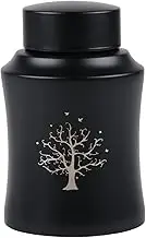 SIGONE Dog Urn, Black, Stainless Steel, Tree of Life Pattern, Large Pet Cremation Urn, Approximately 50 Pounds
