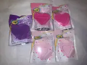 (5) Scented Crayola Bath Heart Bombs Grape, Cotton Candy & Strawberry