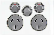 Clipsal Saturn Double Powerpoint with Removable Extra Switch Pure White