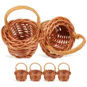 6 Pcs Tiny Rattan Bread Basket Woven Mini Flower Micro Scene