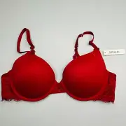 New Soma Embraceable Push Up Bra 36C Underwire Red Padded J-Hook Adjustable