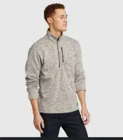 NWT Eddie Bauer Mens Barley Gray Radiator Fleece Quarter-Zip Pullover Jacket TXL