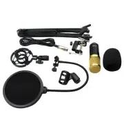 BM800 800 Condenser Mic Microphone with Shock Mount Arm Scissor Stand Pop Filter