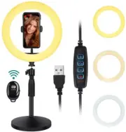 10 Led Ring Light, Selfie Ring Light with Stand & Phone Holder Dimmable Desktop