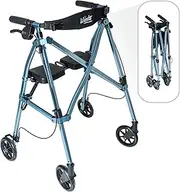 Able Life Space Saver Rollator, Lightweight Folding 4 Wheel Rolling Walker for Seniors with Compact Travel Seat and Locking Brakes, Cobalt Blue