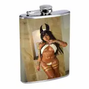 Egyptian Pin Up Girls D6 Flask 8oz Stainless Steel Hip Drinking Whiskey