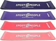 Sport2People Exercise Resistance Loop Bands with 2 Workout E-Books for Strength Training and Physical Therapy - Fitness Mini Loops for Booty, HIPS and Legs (4 Set Pink)