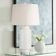 Possini Euro Luisa 28" High Modern Dimpled White Ceramic Table Lamp