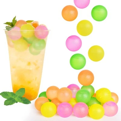 100 Pack Reusable Ice Cubes for Drinks - Colorful Round Shape Plastic Cubes W...