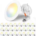 24-Pack 5/6 Inch Flat LED Can Lights, 5CCT Selectable 2700K-6000K, 12W 1050LM, E